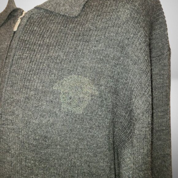 Versace Jean Couture Logo Quarter Zip Ribbed Sweater - Size XL - Picture 3 of 14